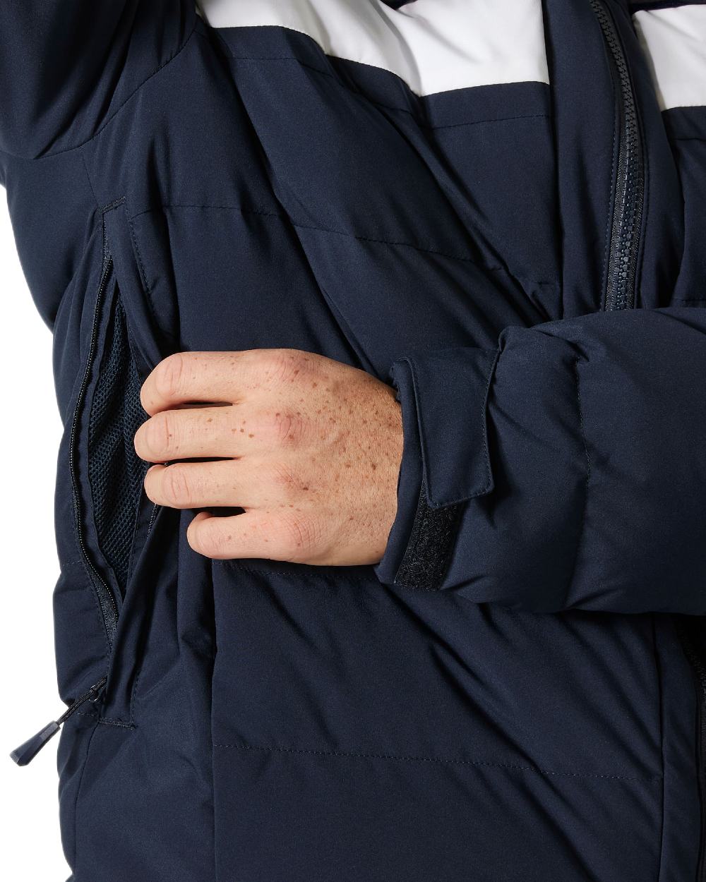 Navy Coloured Helly Hansen Mens Bossanova Puffy 2.0 Jacket on white background 