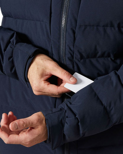 Navy Coloured Helly Hansen Mens Bossanova Puffy 2.0 Jacket on white background 