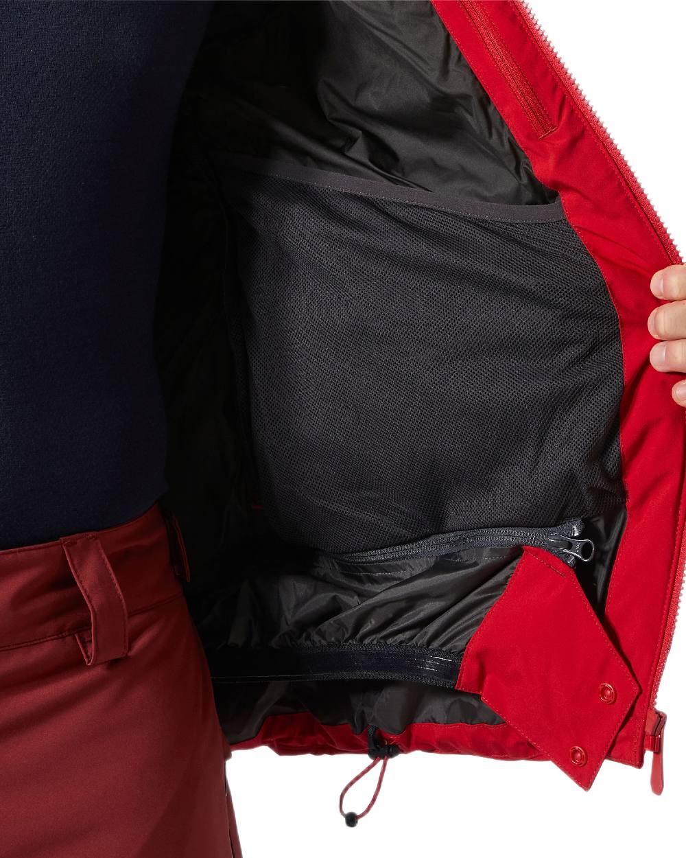 Red Coloured Helly Hansen Mens Bossanova Puffy 2.0 Jacket on white background 