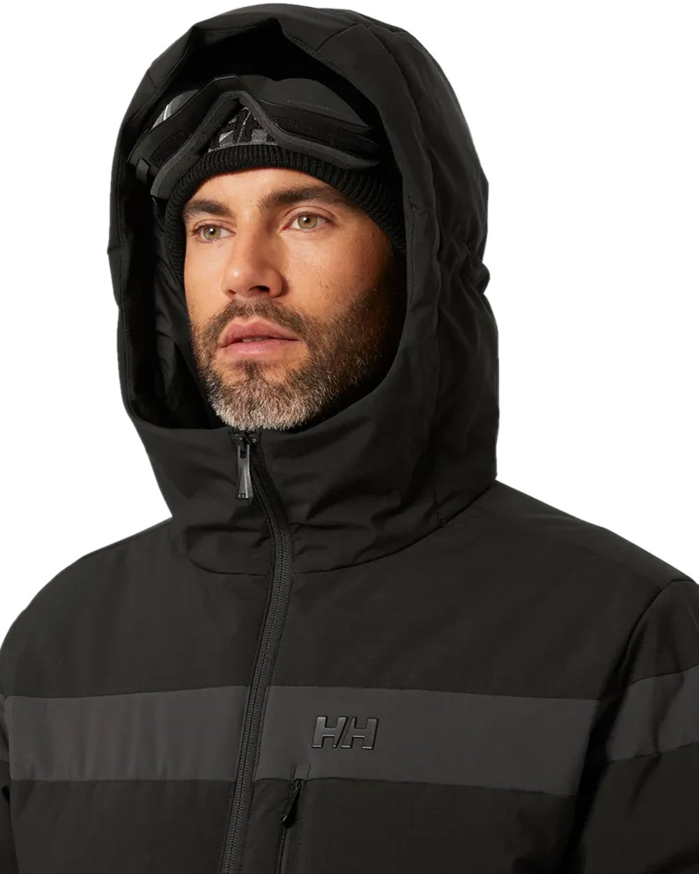 Black Coloured Helly Hansen Mens Bossanova Puffy Jacket on white background 