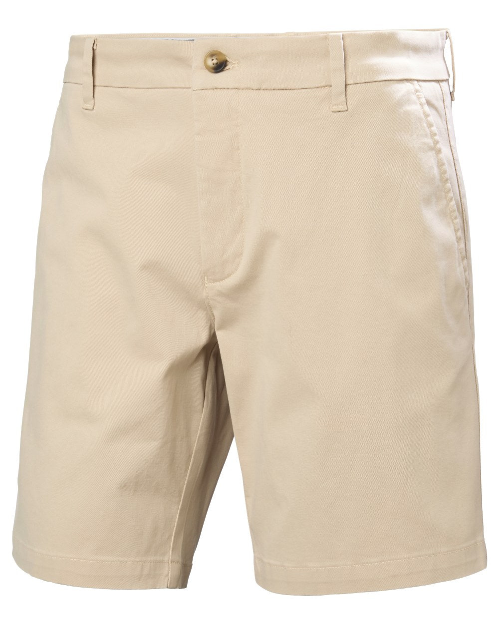Khaki coloured Helly Hansen Mens Bryggen Chino Shorts on white background 