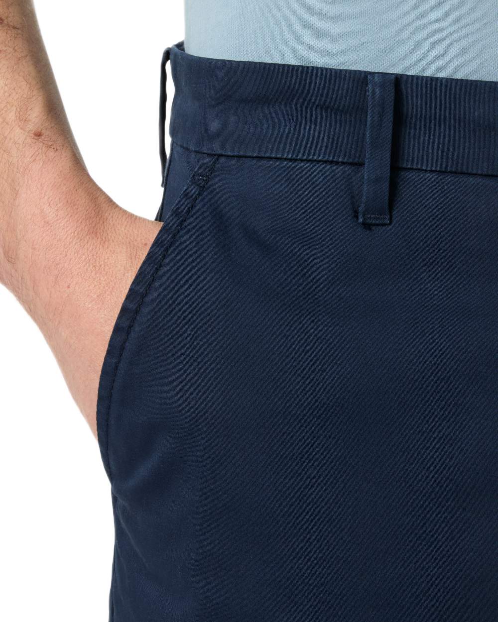 Navy coloured Helly Hansen Mens Bryggen Chino Shorts on white background 