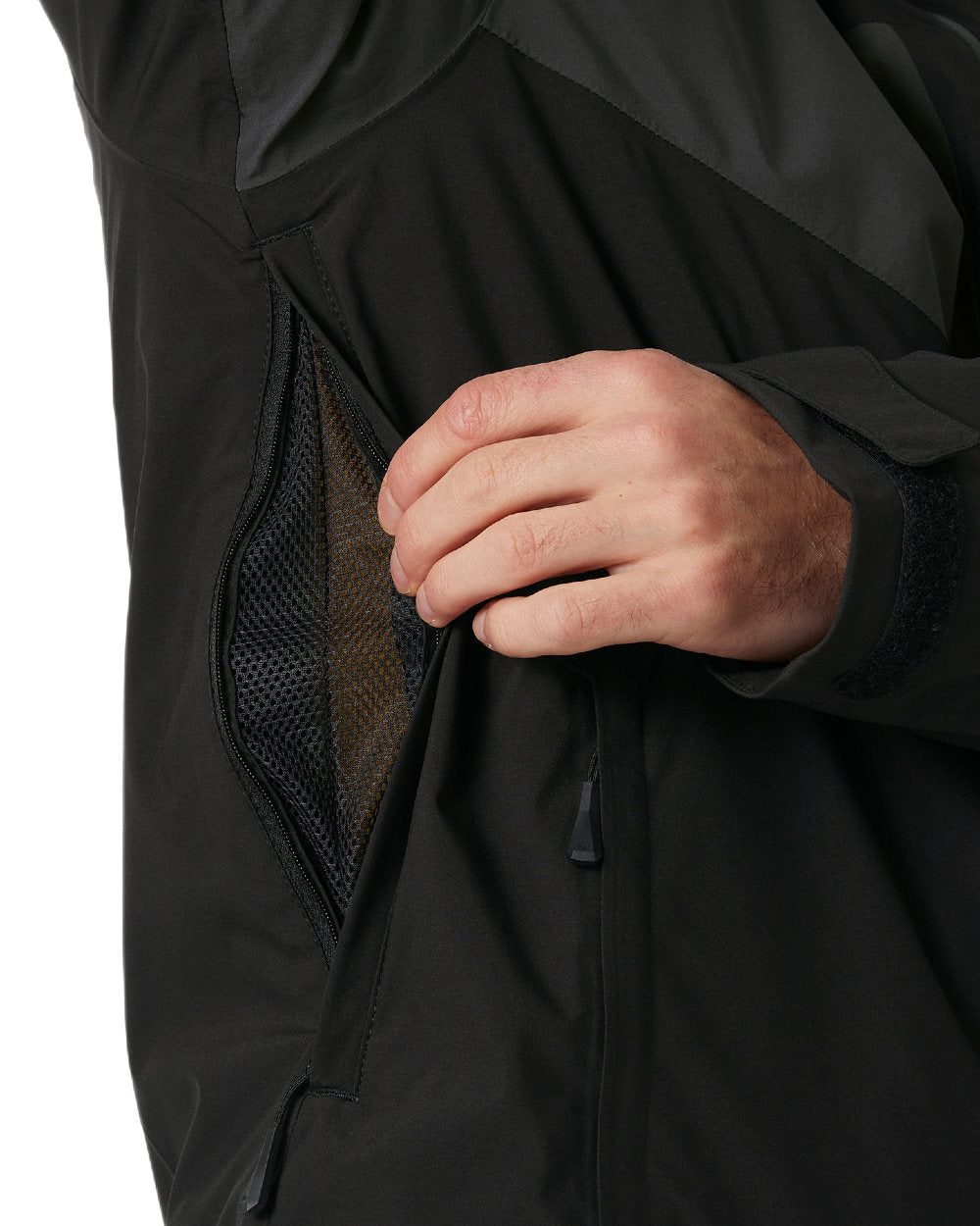 Black Coloured Helly Hansen Mens Carv Lifaloft 2.0 Jacket on white background 