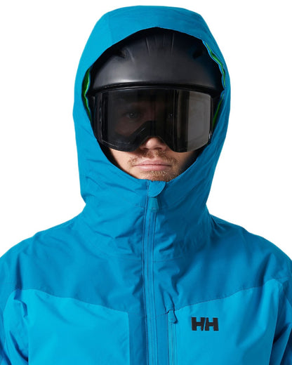 Cerulean Blue Coloured Helly Hansen Mens Carv Lifaloft 2.0 Jacket on white background 