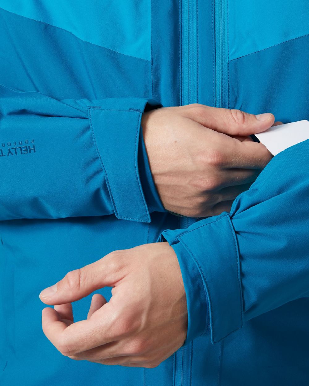 Cerulean Blue Coloured Helly Hansen Mens Carv Lifaloft 2.0 Jacket on white background 