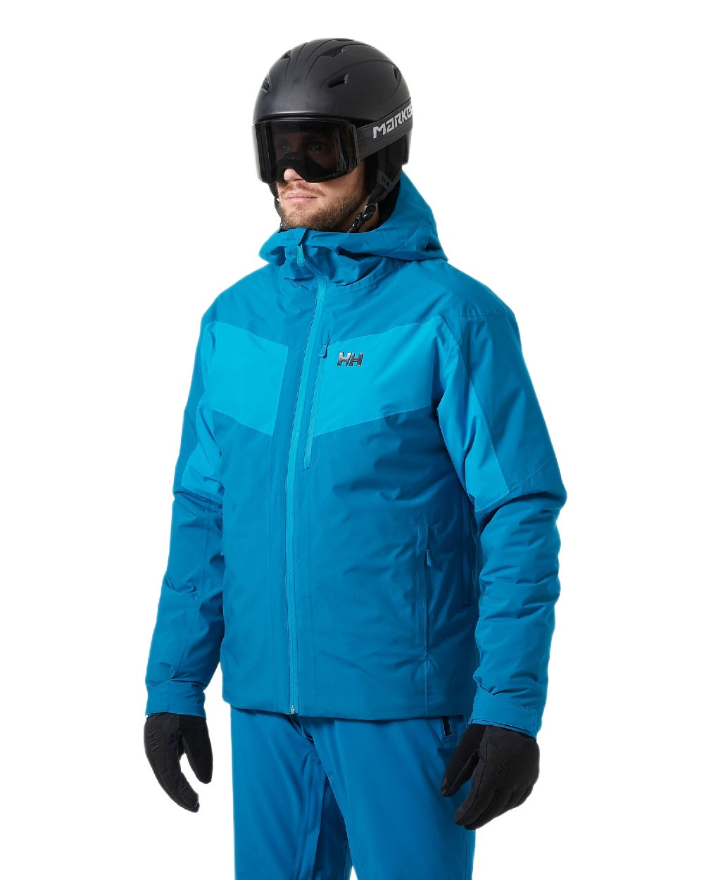 Cerulean Blue Coloured Helly Hansen Mens Carv Lifaloft 2.0 Jacket on white background 