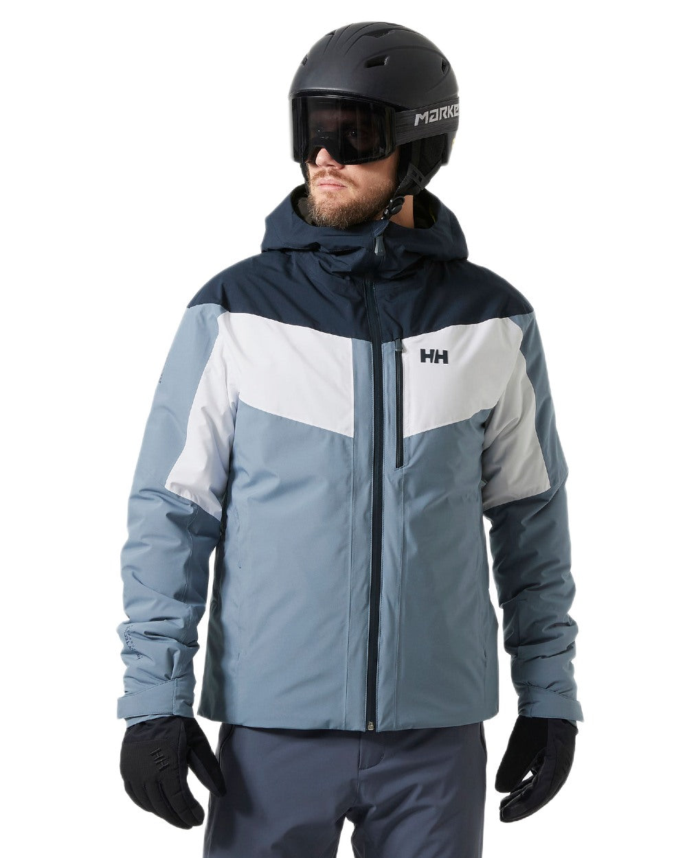 Washed Navy Coloured Helly Hansen Mens Carv Lifaloft 2.0 Jacket on white background 