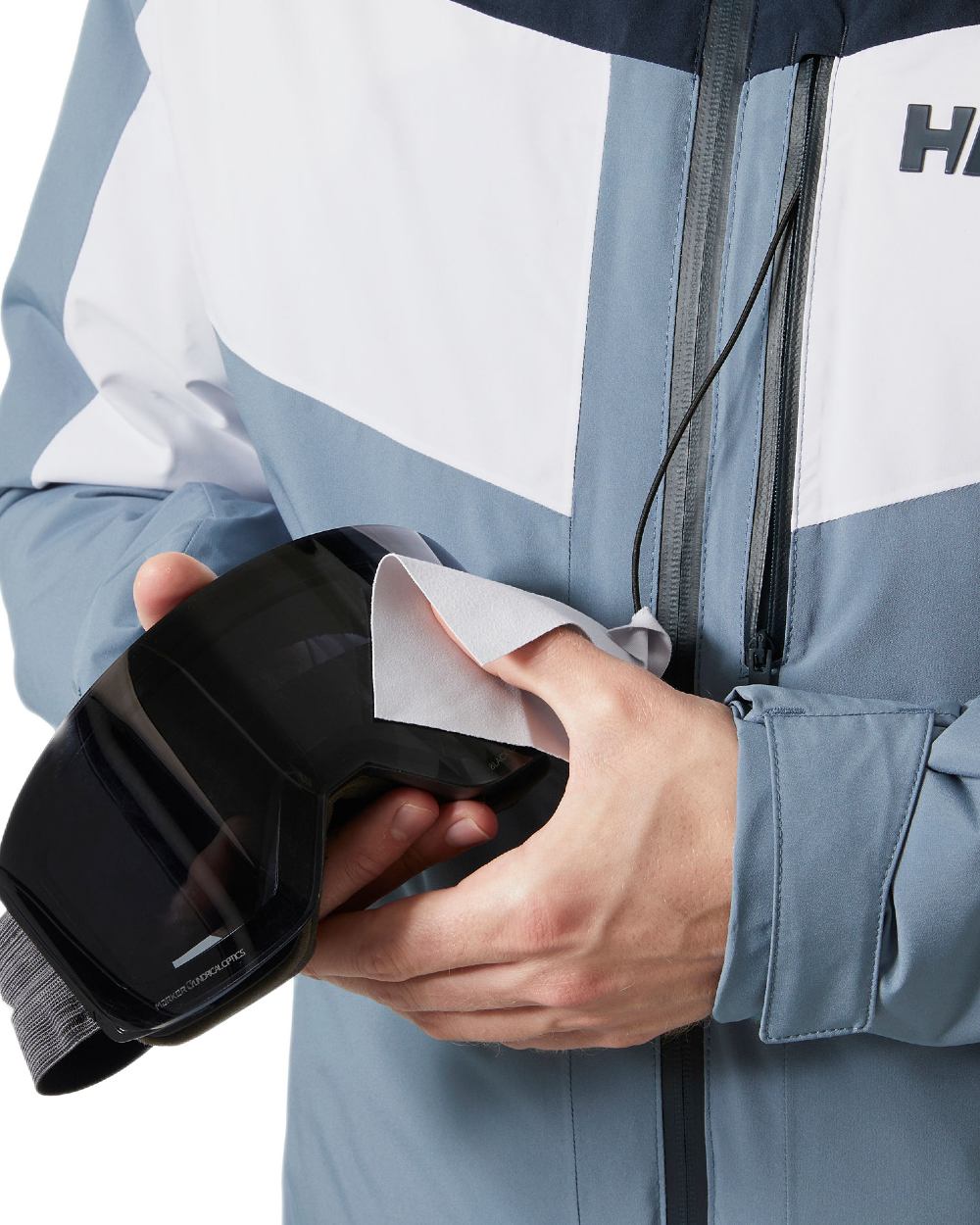 Washed Navy Coloured Helly Hansen Mens Carv Lifaloft 2.0 Jacket on white background 