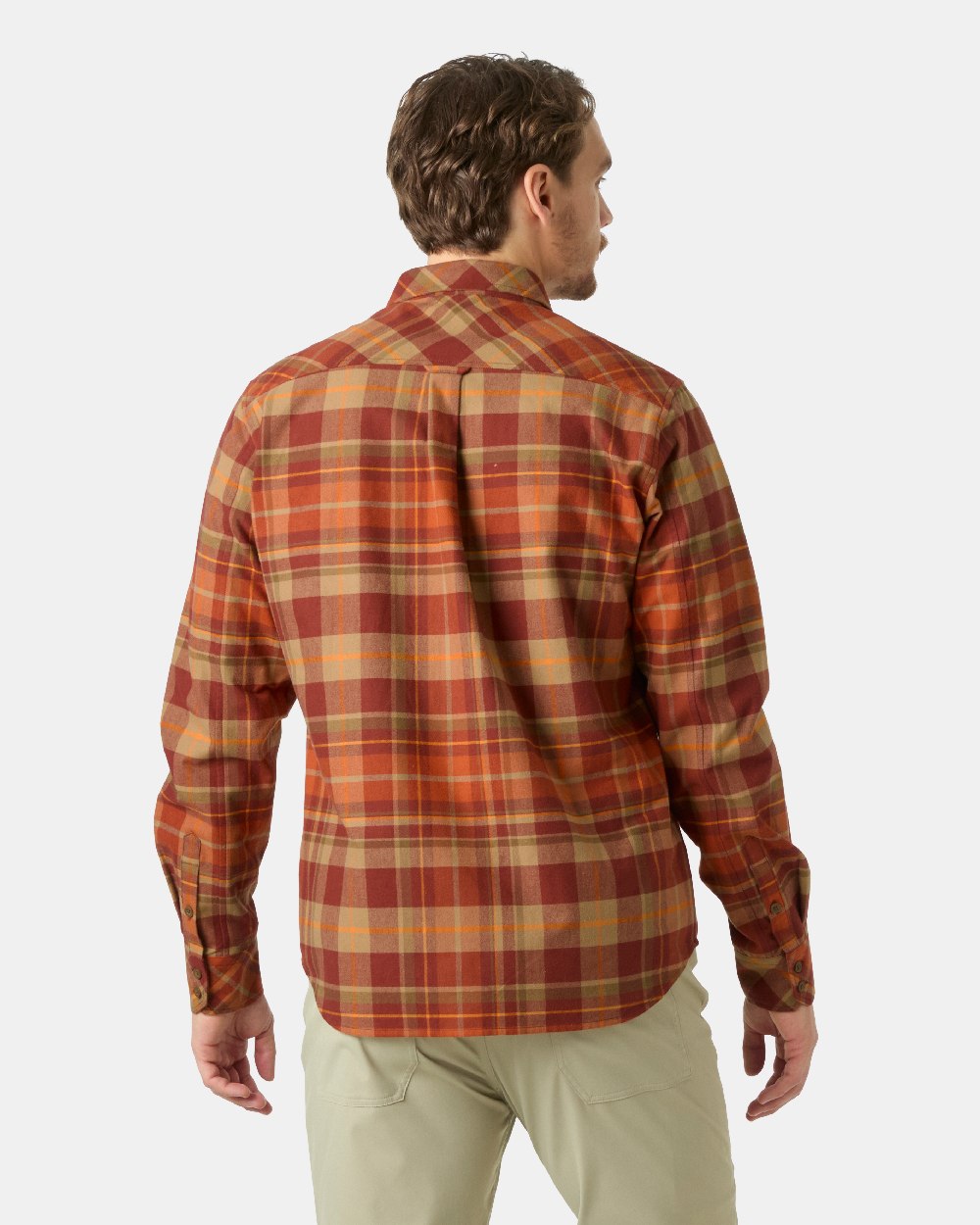 Iron Oxide Coloured Helly Hansen Mens Classic Check Long Sleeve Shirt on White Background 