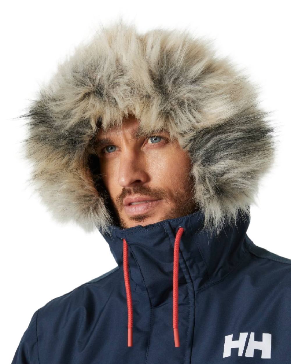 Navy coloured Helly Hansen Mens Coastal 3.0 Parka on white background 