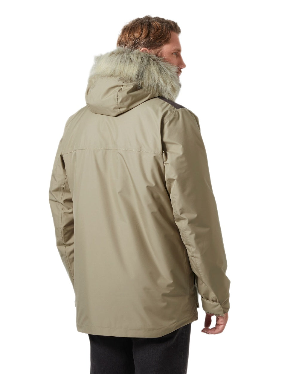 Pebble Coloured Helly Hansen Mens Coastal 3.0 Parka on white background 