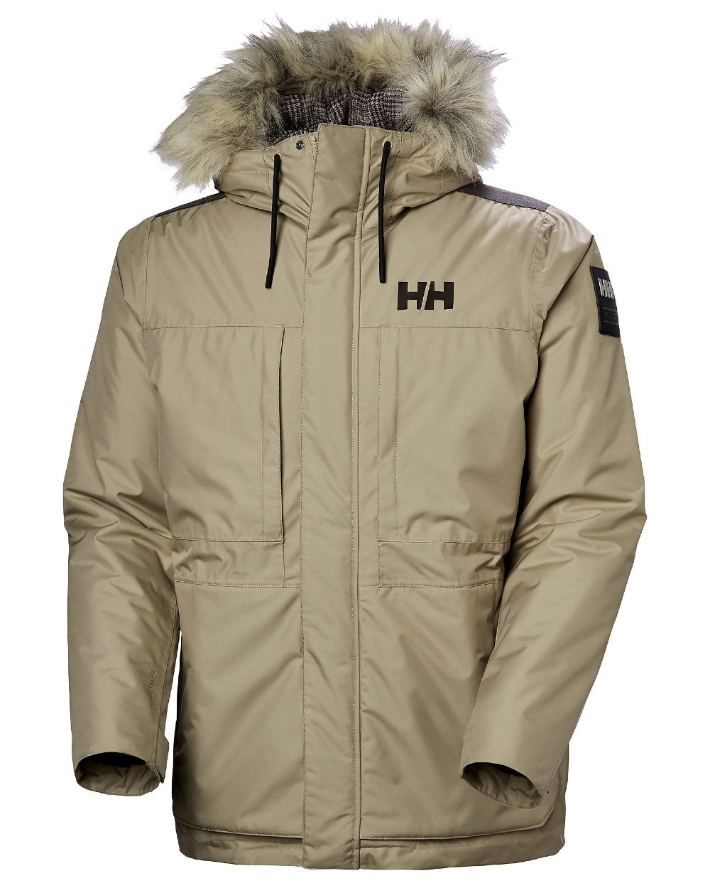 Pebble Coloured Helly Hansen Mens Coastal 3.0 Parka on white background 