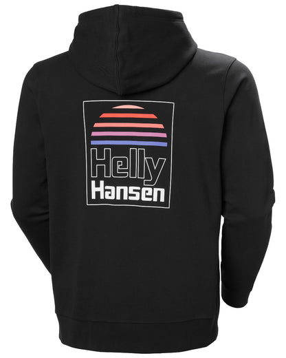 Black coloured Helly Hansen Mens Core Graphic Hoodie on white background 