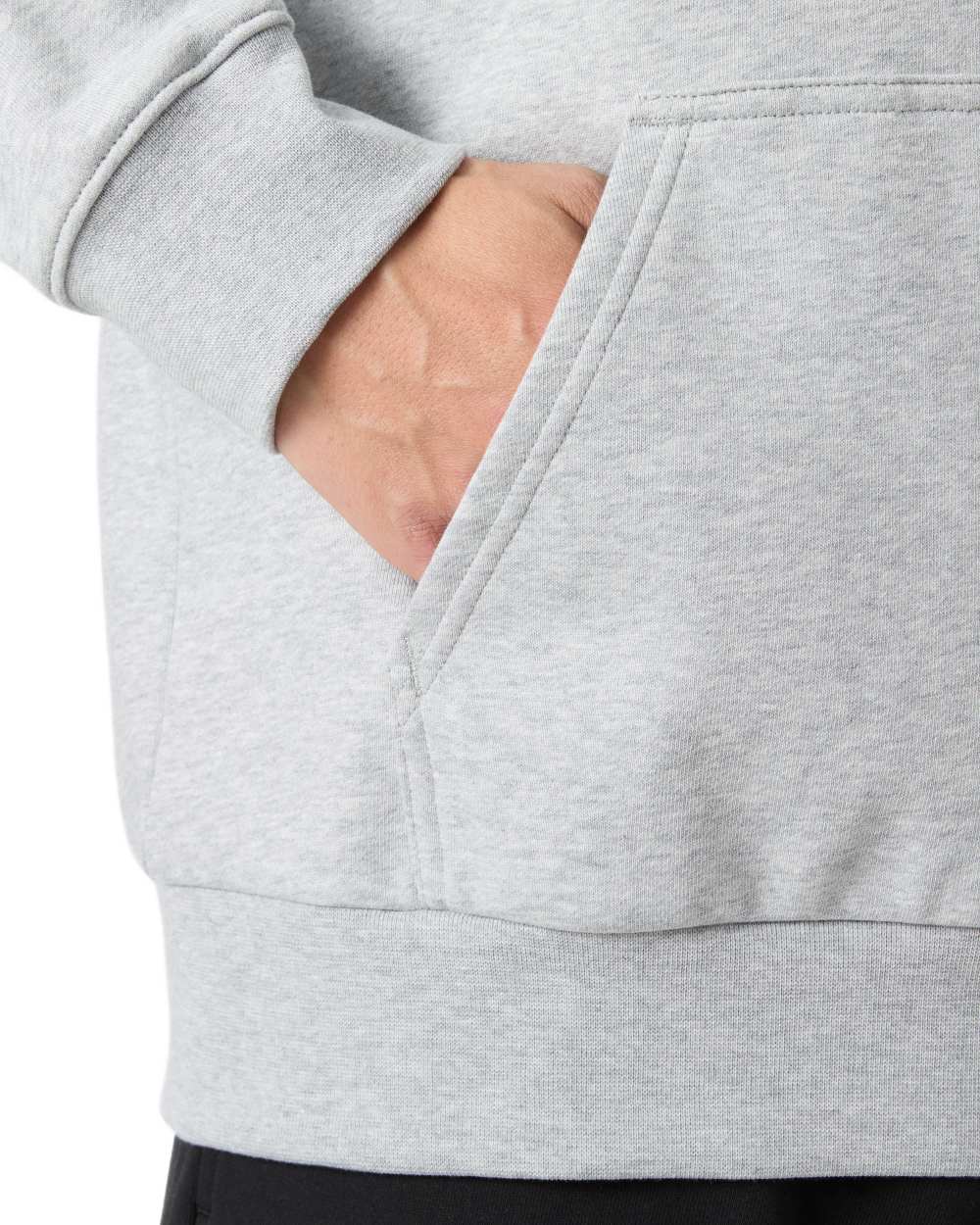 Grey Melange coloured Helly Hansen Mens Core Graphic Hoodie on white background 
