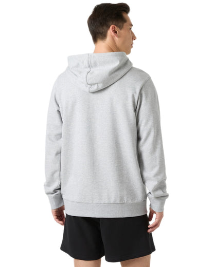 Grey Melange coloured Helly Hansen Mens Core Graphic Hoodie on white background 
