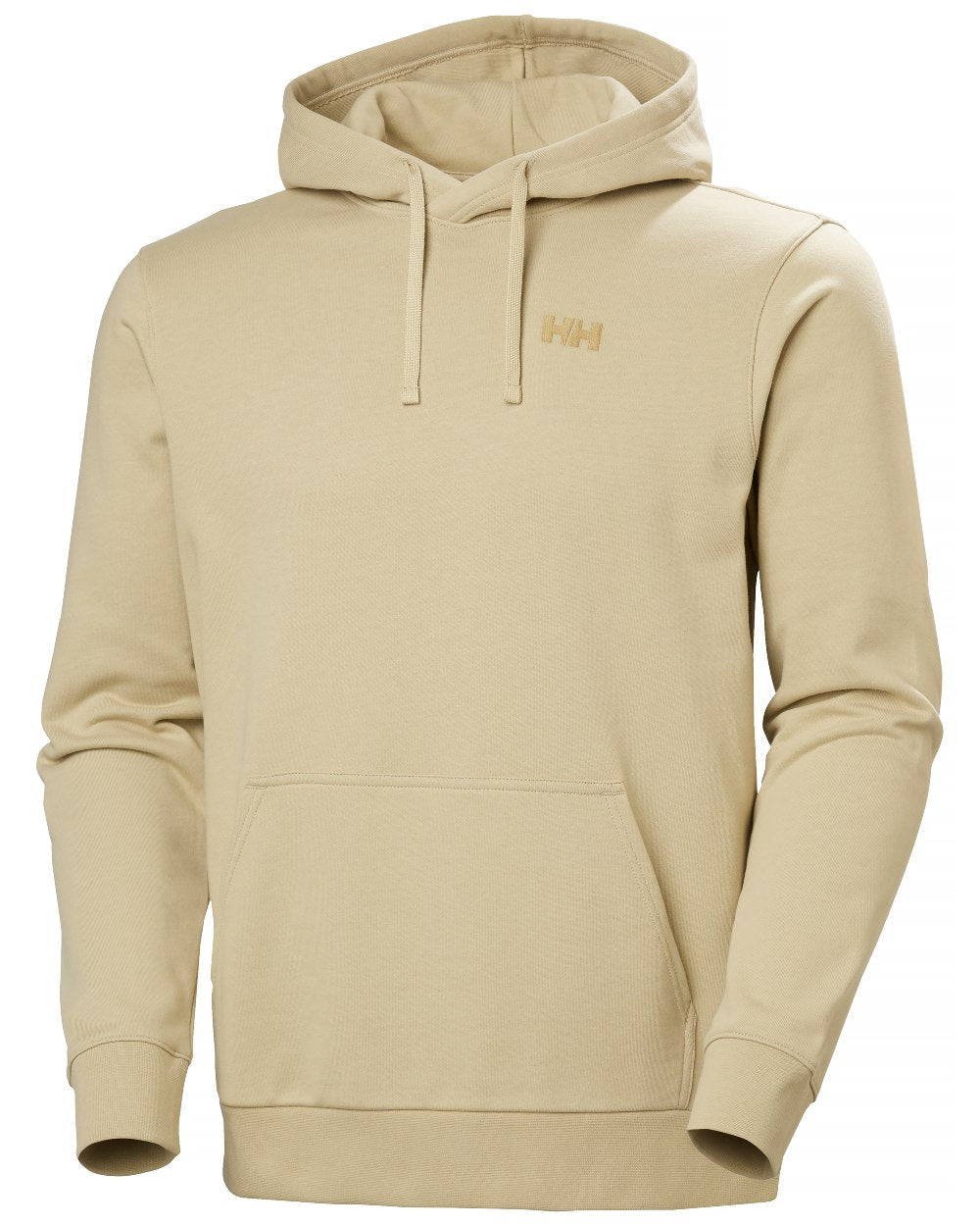 Khaki Sand coloured Helly Hansen Mens Core Graphic Hoodie on white background 