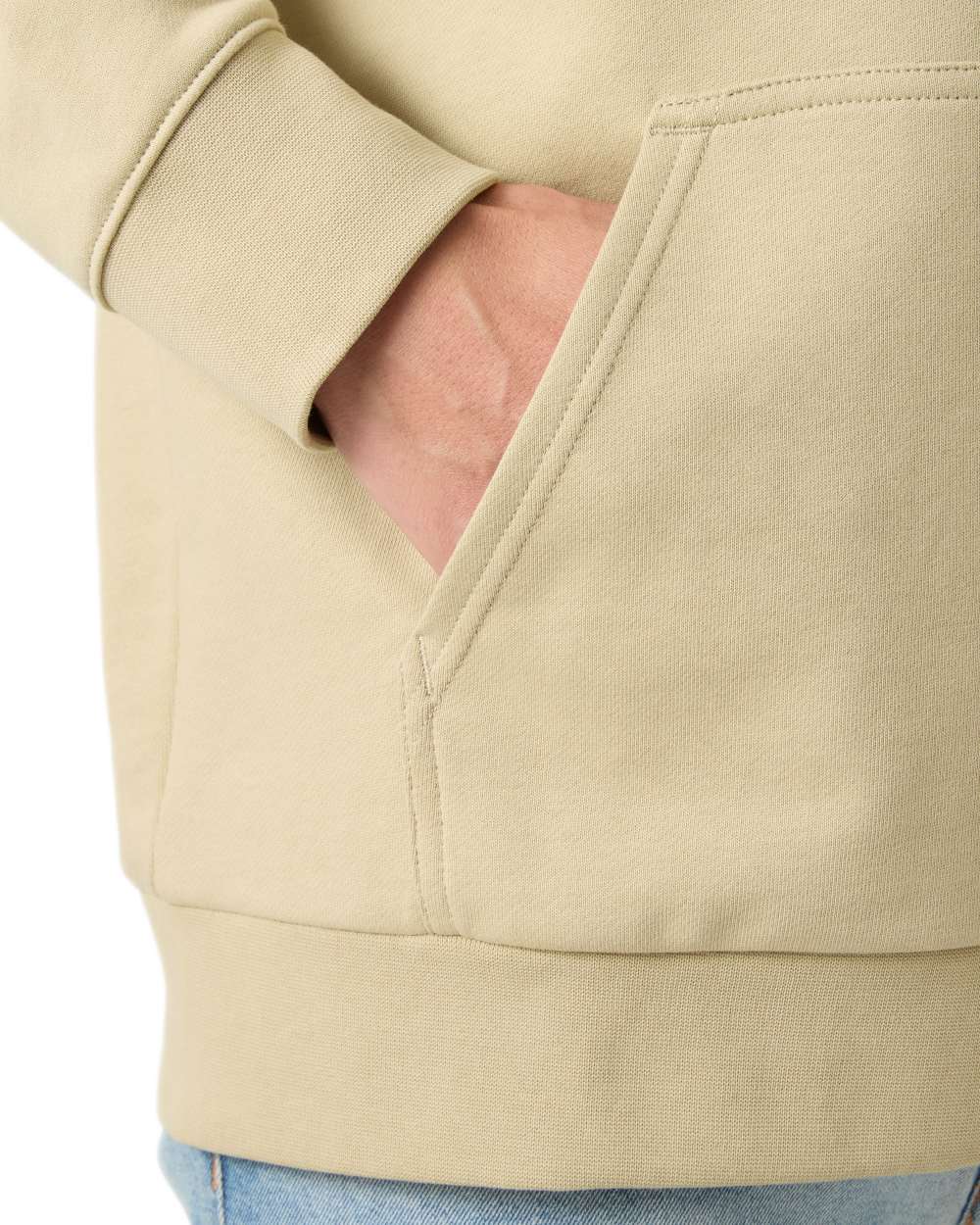 Khaki Sand coloured Helly Hansen Mens Core Graphic Hoodie on white background 