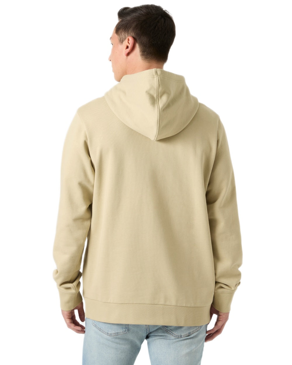 Khaki Sand coloured Helly Hansen Mens Core Graphic Hoodie on white background 