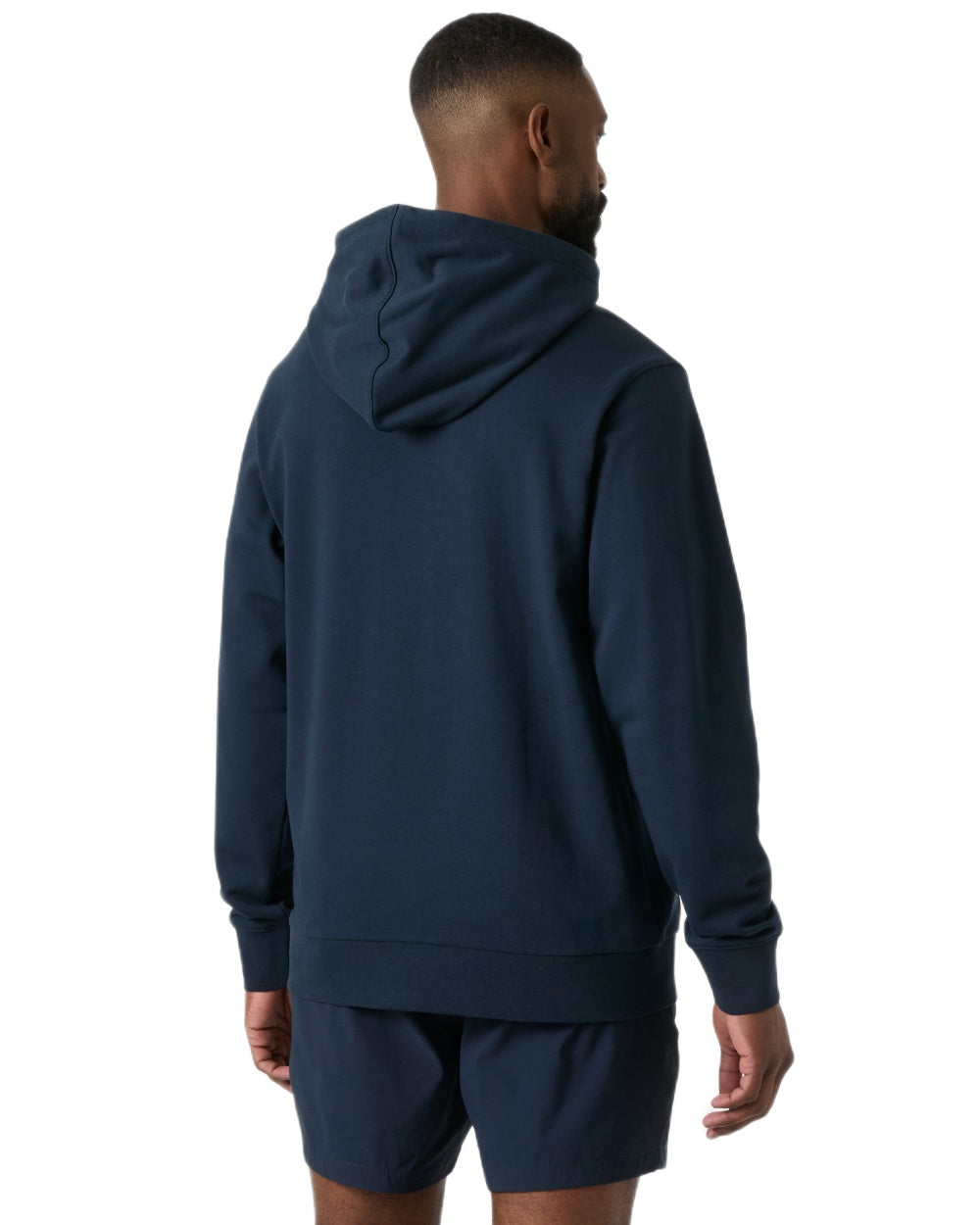 Navy coloured Helly Hansen Mens Core Graphic Hoodie on white background 
