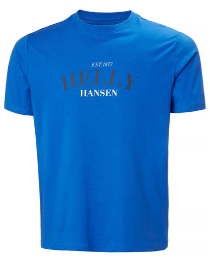 Cobalt coloured Helly Hansen Mens Core Graphic T-Shirt 2.0 on white background 