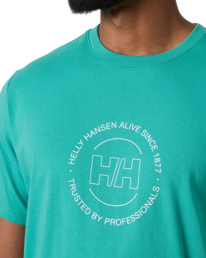 Dark Mint coloured Helly Hansen Mens Core Graphic T-Shirt 2.0 on white background 
