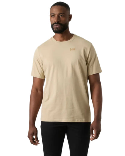 Khaki Sand coloured Helly Hansen Mens Core Graphic T-Shirt 2.0 on white background 