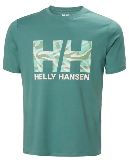 Opal Green coloured Helly Hansen Mens Core Graphic T-Shirt 2.0 on white background 