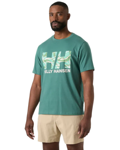 Opal Green coloured Helly Hansen Mens Core Graphic T-Shirt 2.0 on white background 
