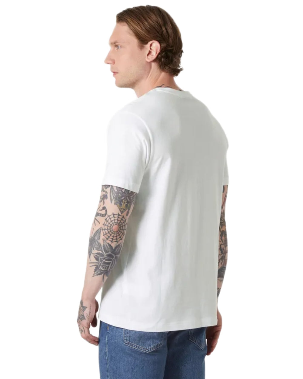 White coloured Helly Hansen Mens Core Graphic T-Shirt 2.0 on white background 