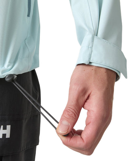 Barely Blue Coloured Helly Hansen Mens Crew Hooded Jacket 2.0 on white background 