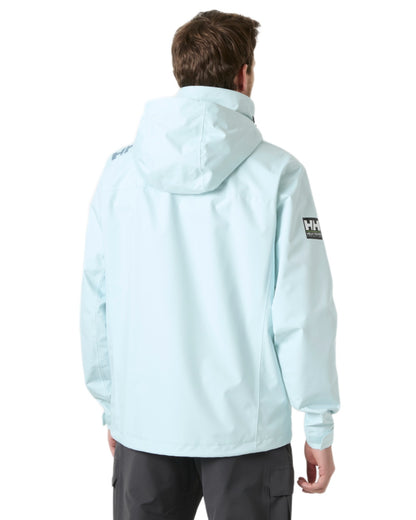 Barely Blue Coloured Helly Hansen Mens Crew Hooded Jacket 2.0 on white background 