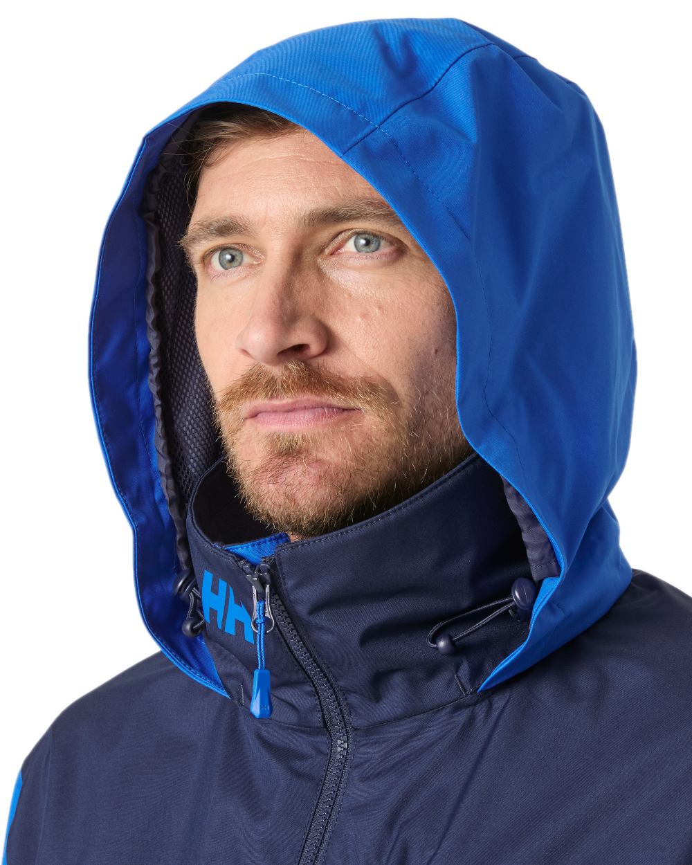 Cobalt 2 Coloured Helly Hansen Mens Crew Hooded Jacket 2.0 on white background 