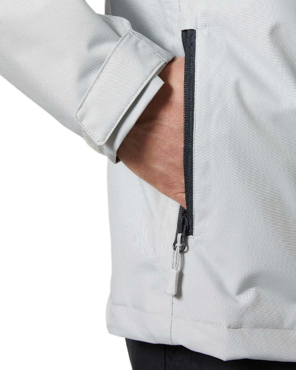 Grey Fog Coloured Helly Hansen Mens Crew Hooded Jacket 2.0 on white background 