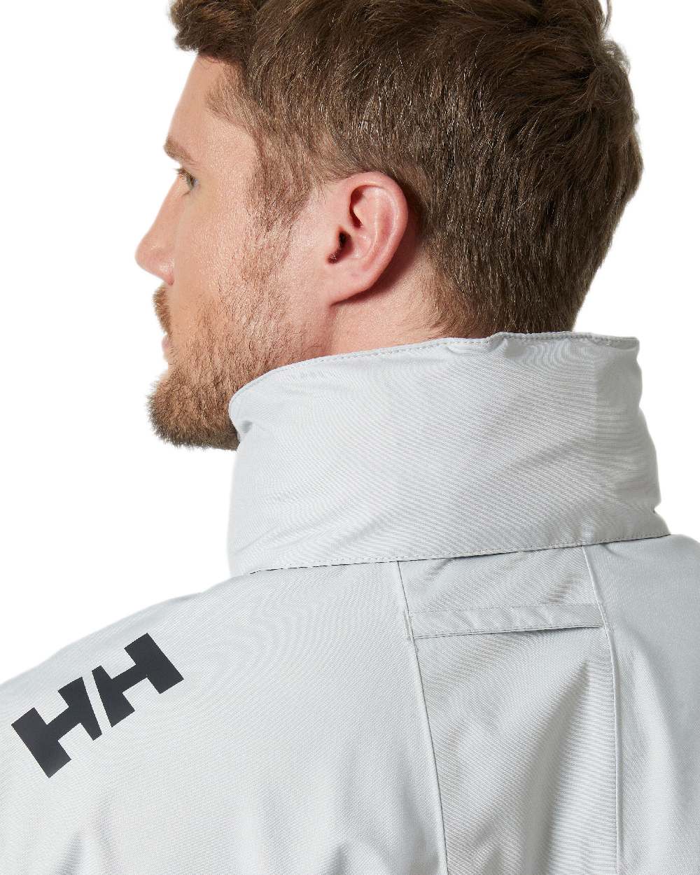 Grey Fog Coloured Helly Hansen Mens Crew Hooded Jacket 2.0 on white background 