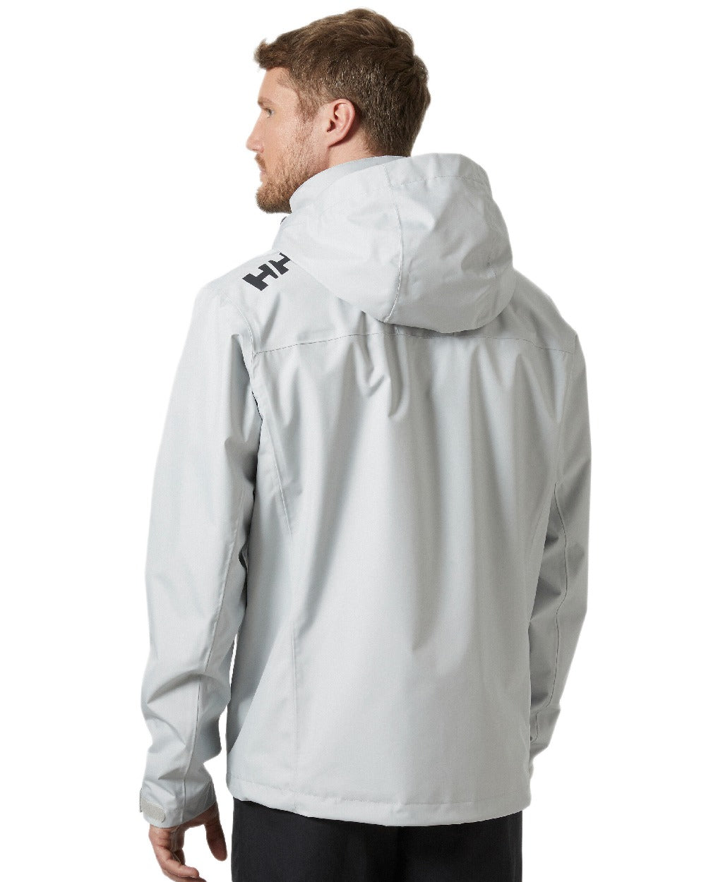 Grey Fog Coloured Helly Hansen Mens Crew Hooded Jacket 2.0 on white background 