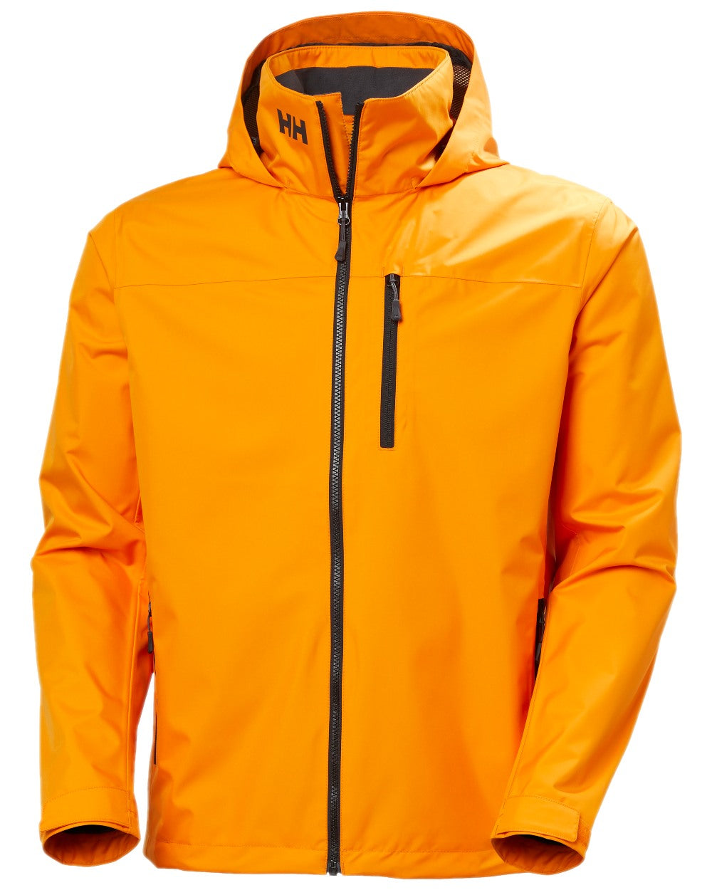 Ignite Orange Coloured Helly Hansen Mens Crew Hooded Jacket 2.0 on white background 
