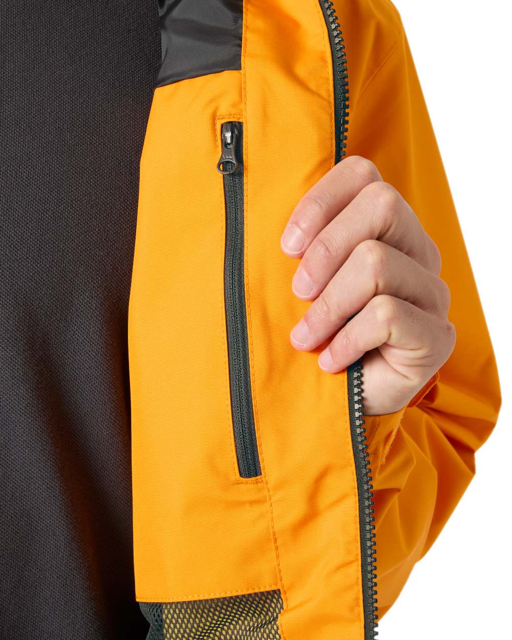 Ignite Orange Coloured Helly Hansen Mens Crew Hooded Jacket 2.0 on white background 