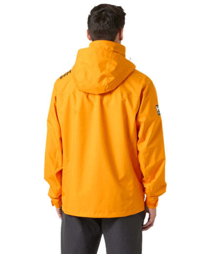 Ignite Orange Coloured Helly Hansen Mens Crew Hooded Jacket 2.0 on white background 