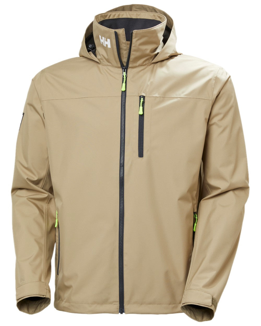 Pebble Coloured Helly Hansen Mens Crew Hooded Jacket 2.0 on white background 