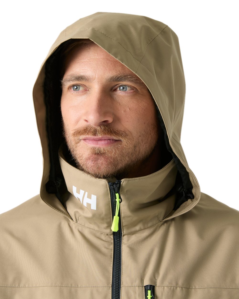 Pebble Coloured Helly Hansen Mens Crew Hooded Jacket 2.0 on white background 