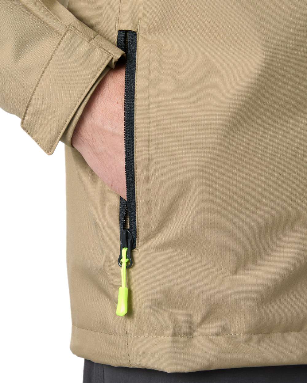 Pebble Coloured Helly Hansen Mens Crew Hooded Jacket 2.0 on white background 