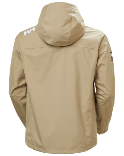 Pebble Coloured Helly Hansen Mens Crew Hooded Jacket 2.0 on white background 