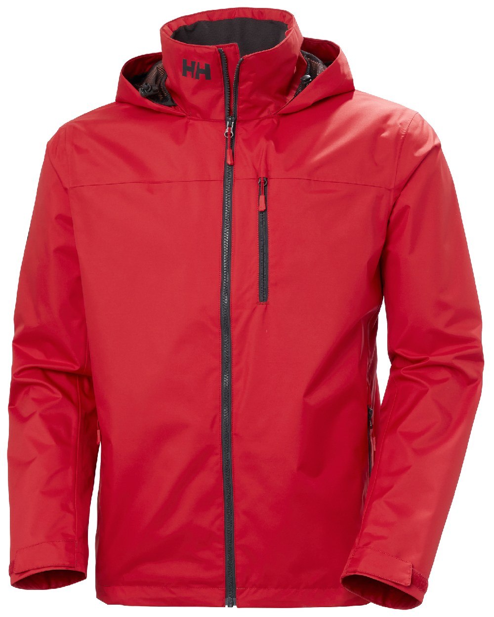 Red Coloured Helly Hansen Mens Crew Hooded Jacket 2.0 on white background 