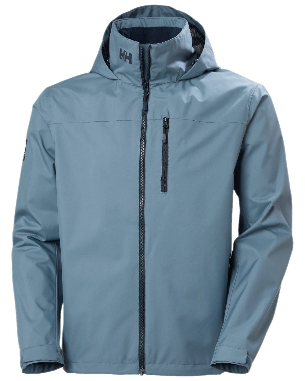 Washed Navy Coloured Helly Hansen Mens Crew Hooded Jacket 2.0 on white background 