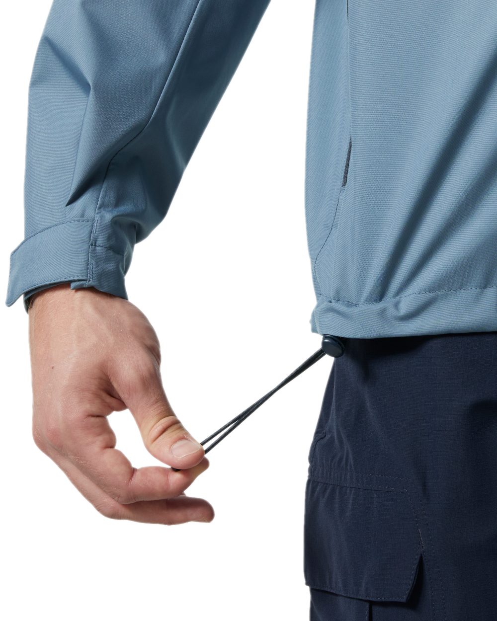 Washed Navy Coloured Helly Hansen Mens Crew Hooded Jacket 2.0 on white background 