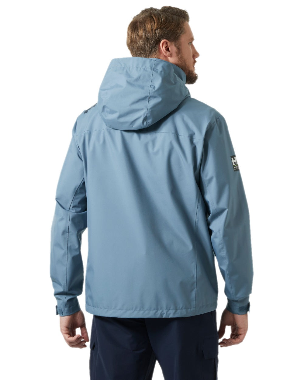 Washed Navy Coloured Helly Hansen Mens Crew Hooded Jacket 2.0 on white background 