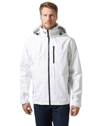 White Coloured Helly Hansen Mens Crew Hooded Jacket 2.0 on white background 