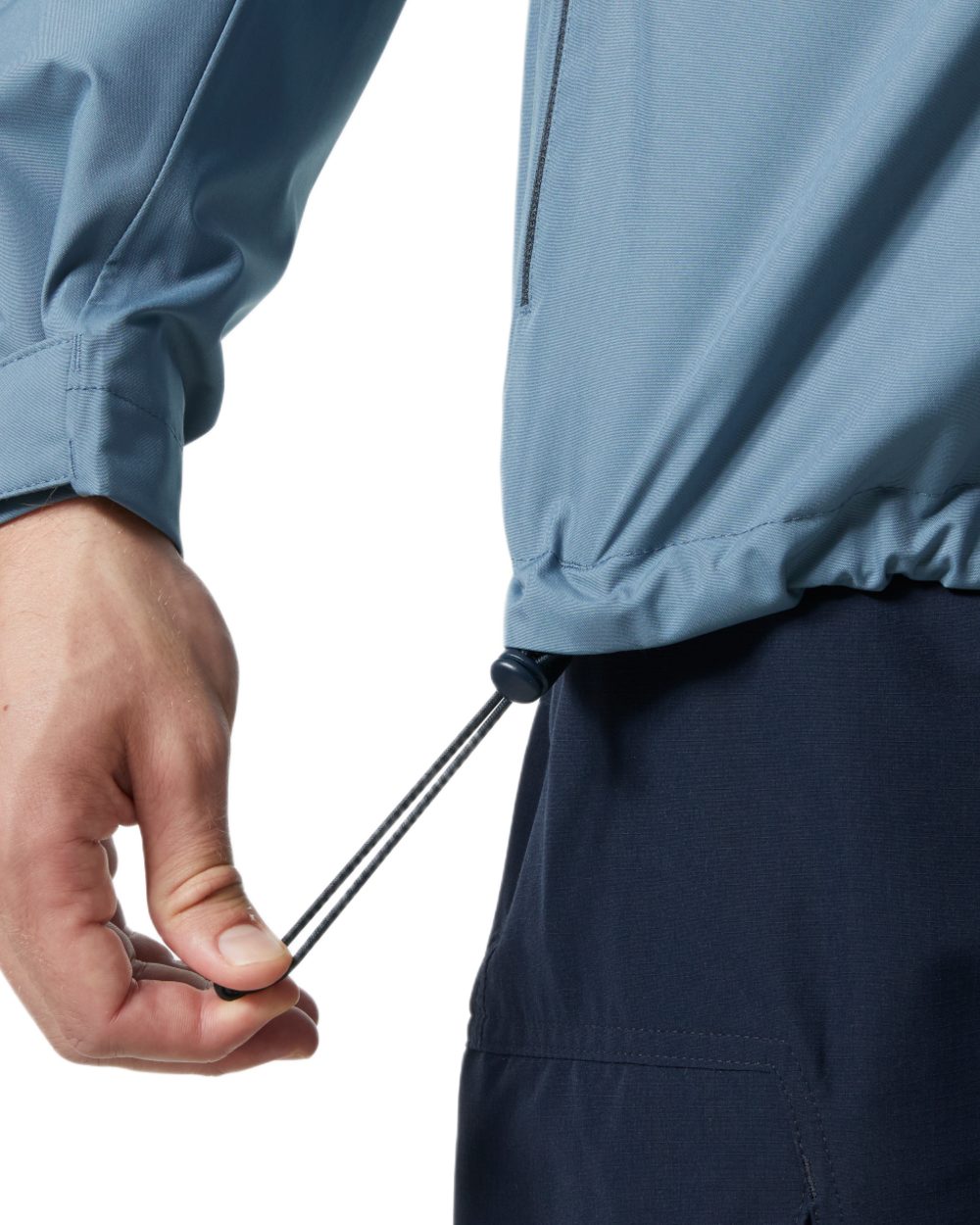 Washed Navy coloured Helly Hansen Mens Crew Hooded Midlayer Jacket on white background 