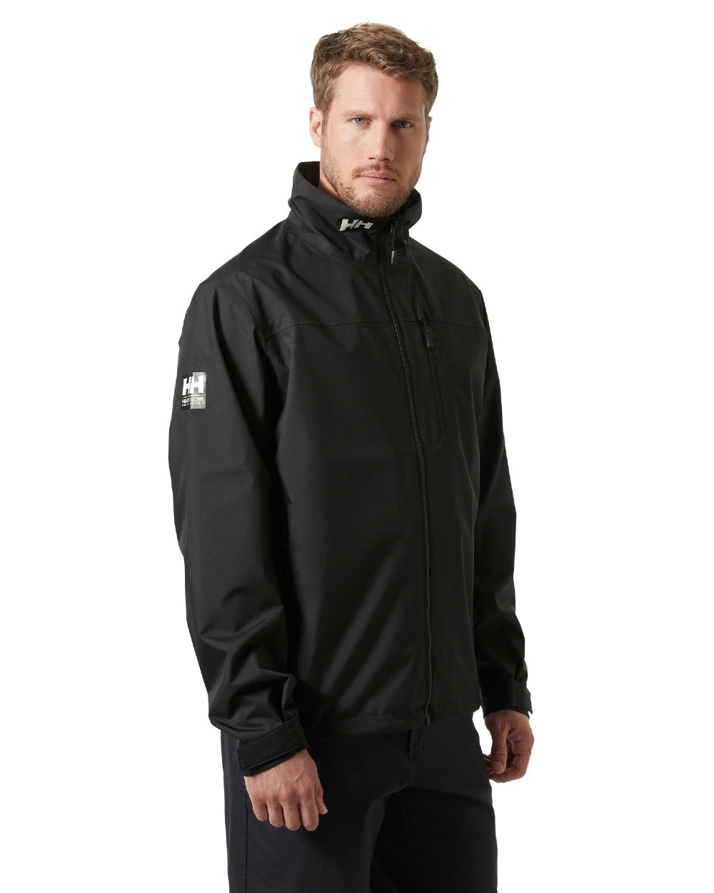 Black coloured Helly Hansen Mens Crew Jacket 2.0 on white background 