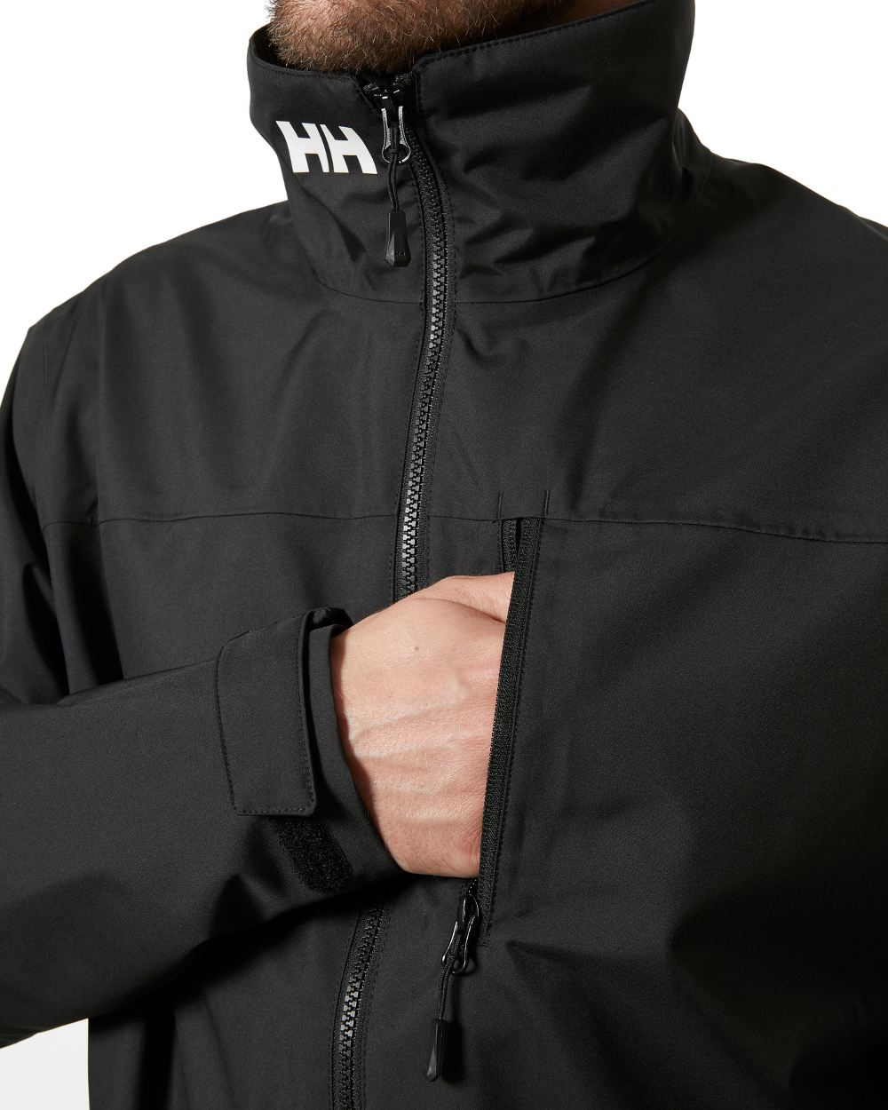 Black coloured Helly Hansen Mens Crew Jacket 2.0 on white background 